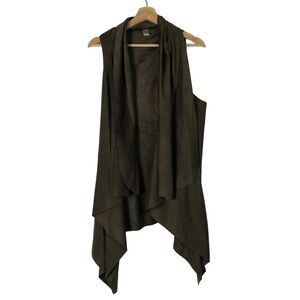 Boutique Demdaco Dark Brown Faux Suede Drape Front Vest OS